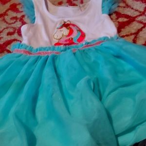 Pink and blue unicorn dress for girls